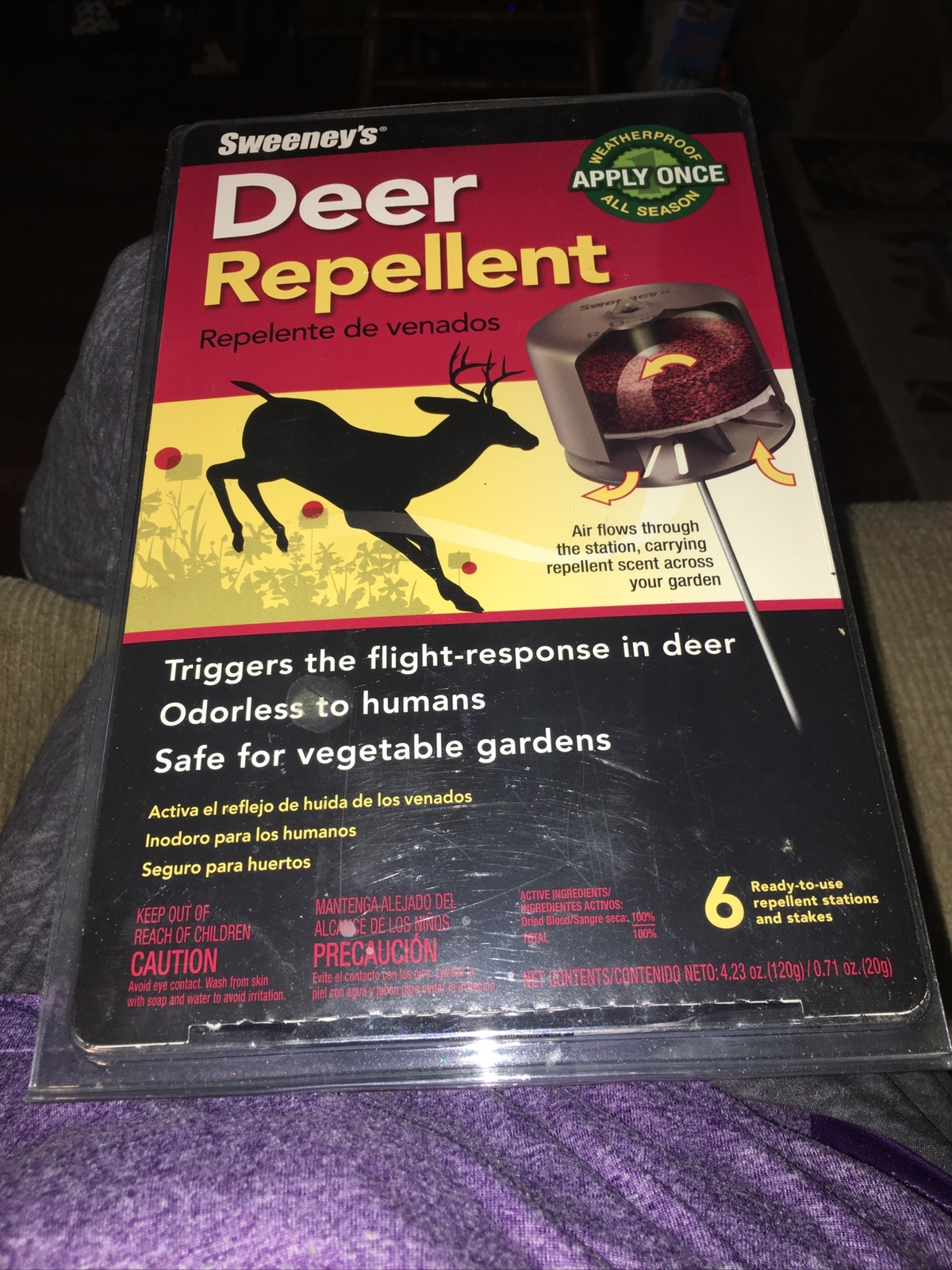 Sweeney's Deer Repellent 6 Units and Stakes Apply Once All Season Weatherproof