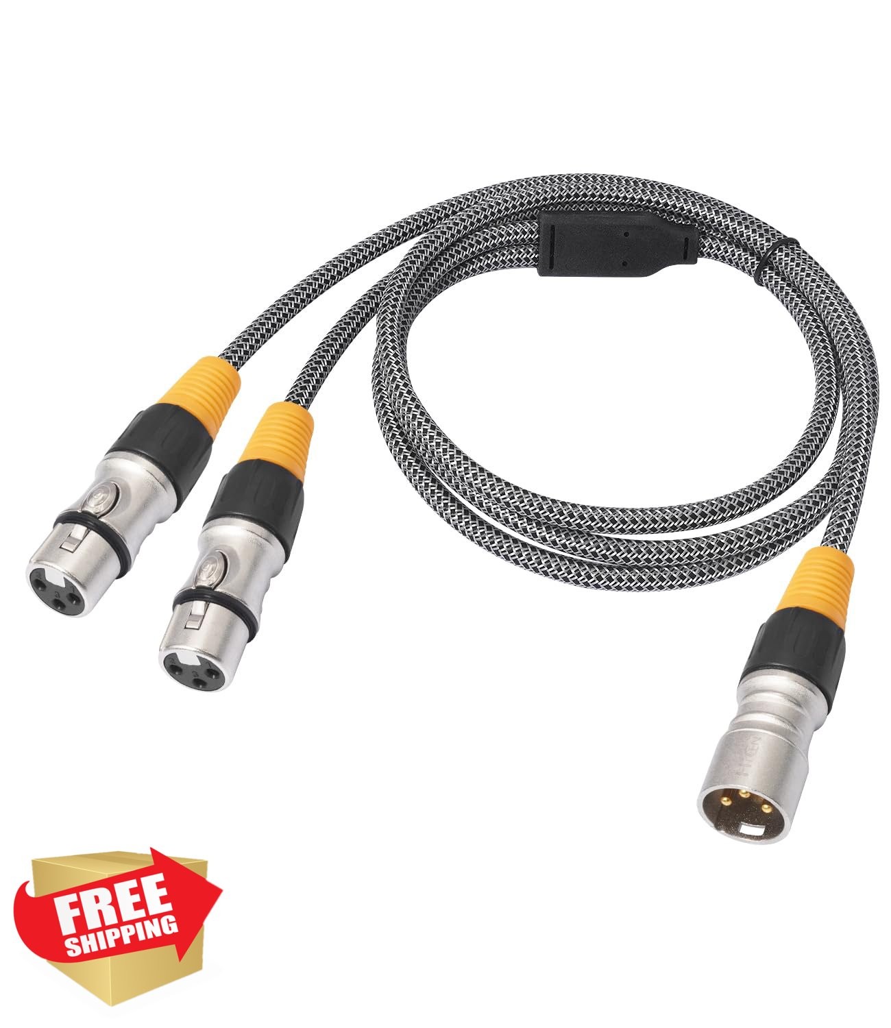 HiCHN XLR Y Style 1 Male to Dual Female 3.3 Feet Convert Balanced Mic Splitte...