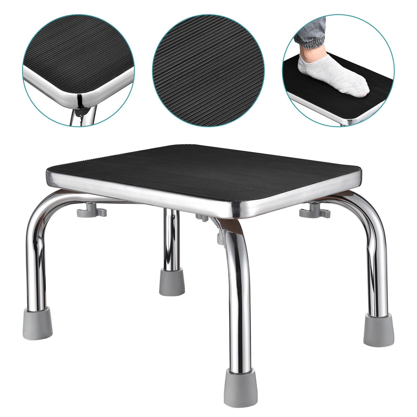 Steel Step Stool Clinic Medical Bathroom Kitchen Safety 300lbs Capacity