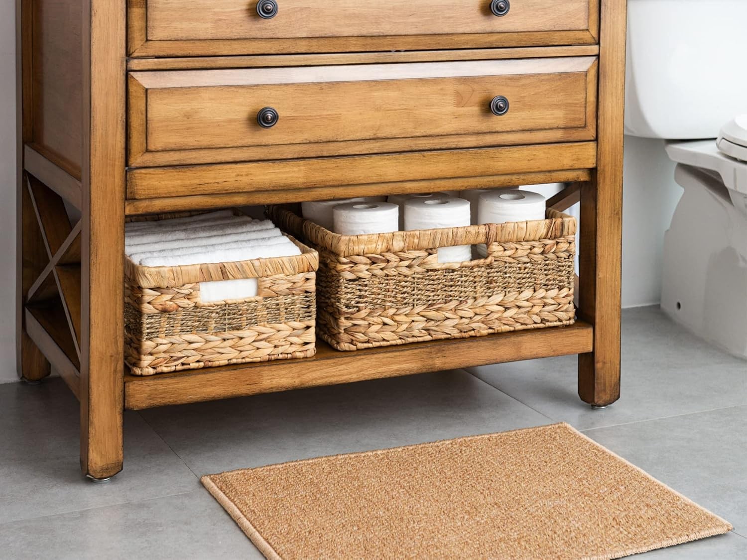 Large Rectangular Wicker Basket, Water Hyacinth Storage Basket