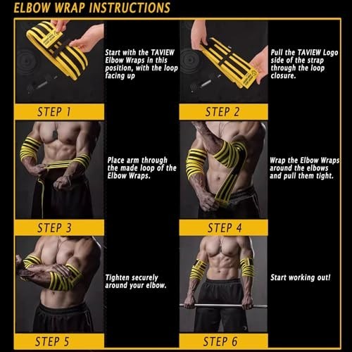 Elastic Elbow Wraps for Weightlifting - Compression Support for Powerlifting, Gy