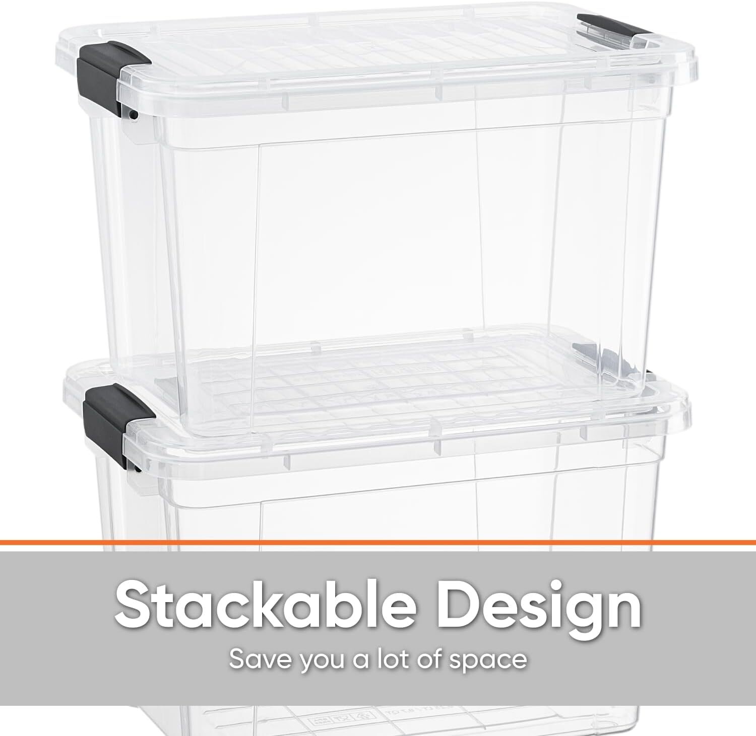 Superio Clear Storage Bins with Lids, 5 Pack- Plastic Storage Boxes - 49 Quart