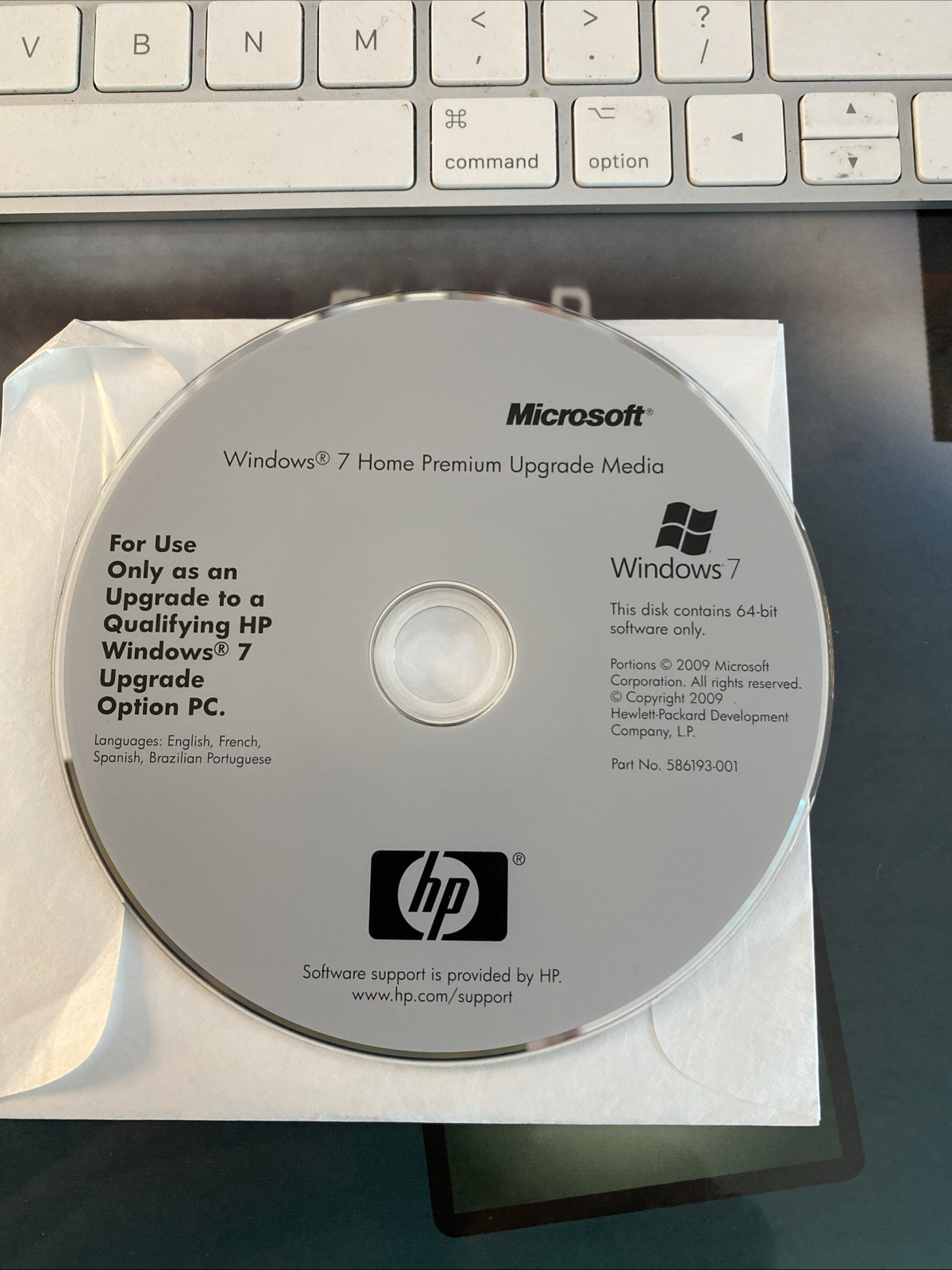 Windows 7 Home Premium Upgrade Media Microsoft HP Disc