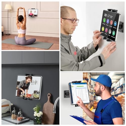 Tablet Wall Mount, 360° Rotation Tablet Holder Stand, Sturdy Metal Base,