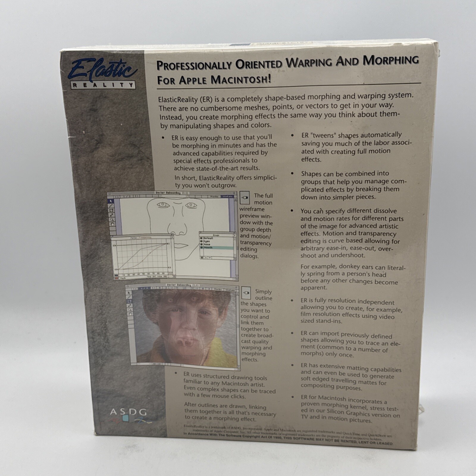 Elastic Reality Professinal Warping and Morphing for Macintosh 1994 ASDG SEALED!