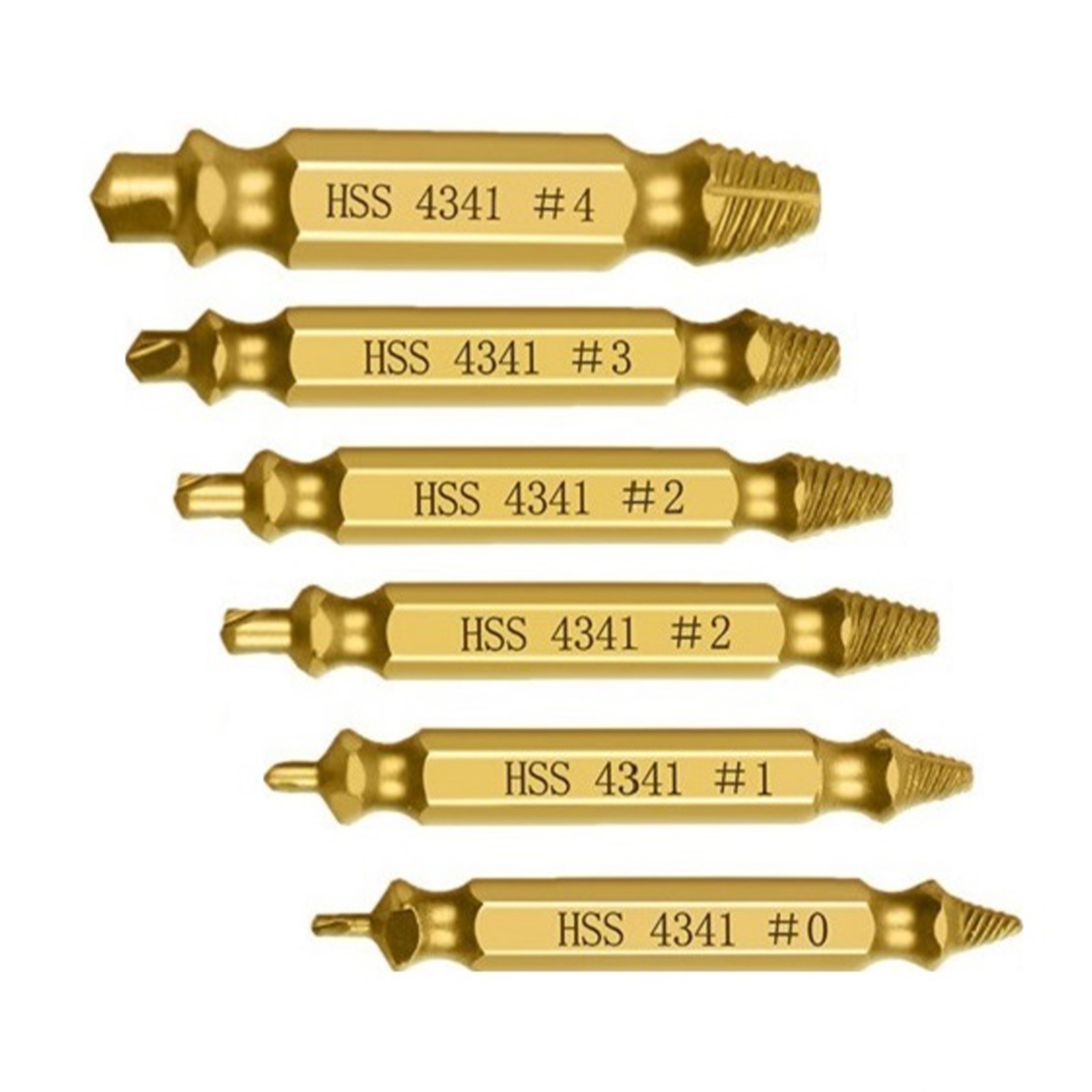 6 Piece Damaged Screw Extractor Tip Drill Bit Stripped &Broken Bolt Removal Tool