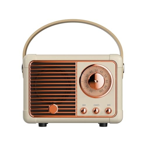 Retro Bluetooth Speaker, Wireless Mini Portable Speakers Support USB/TF Cream