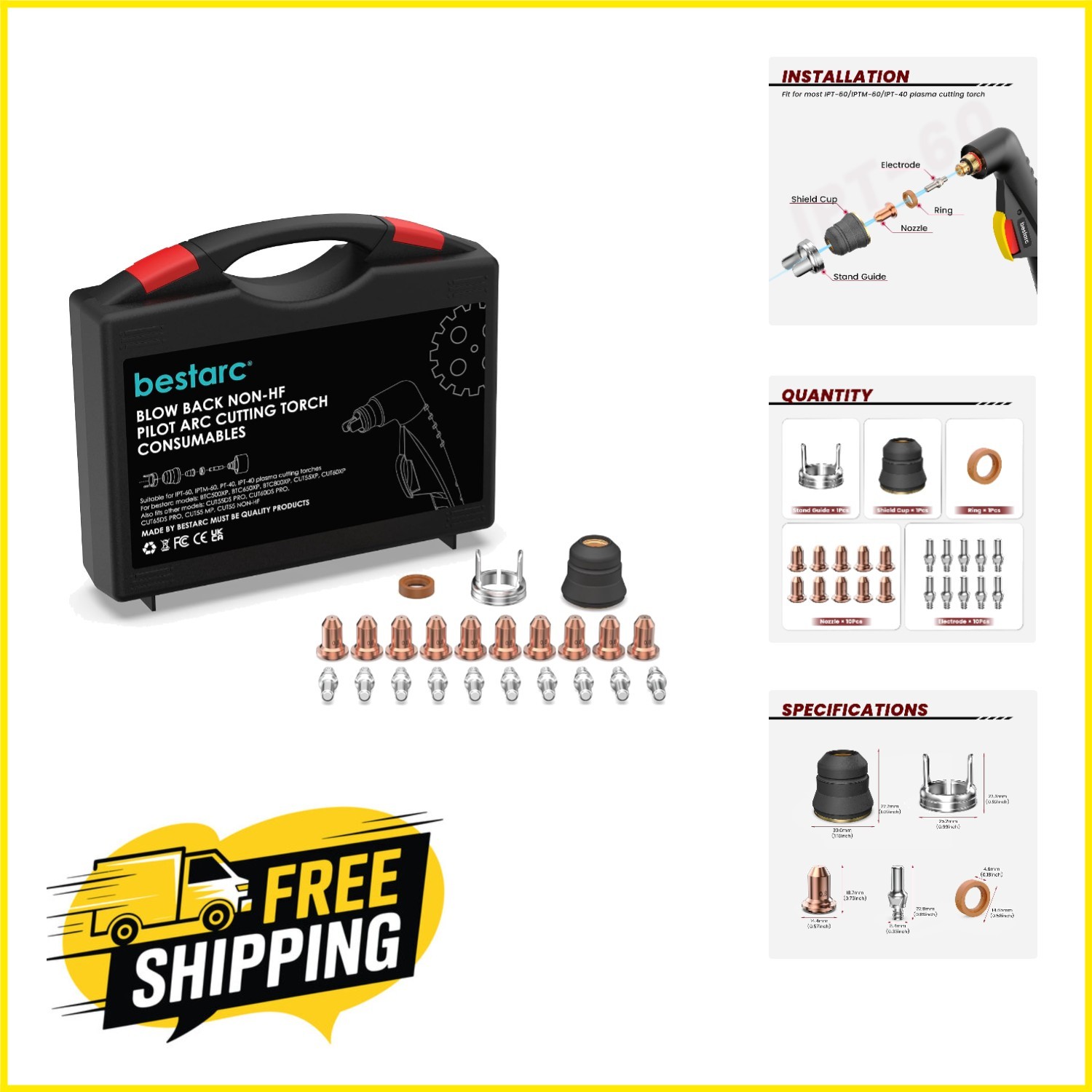 Complete Kit of 23Pcs Plasma Cutting Consumables for Efficient Torch Performance