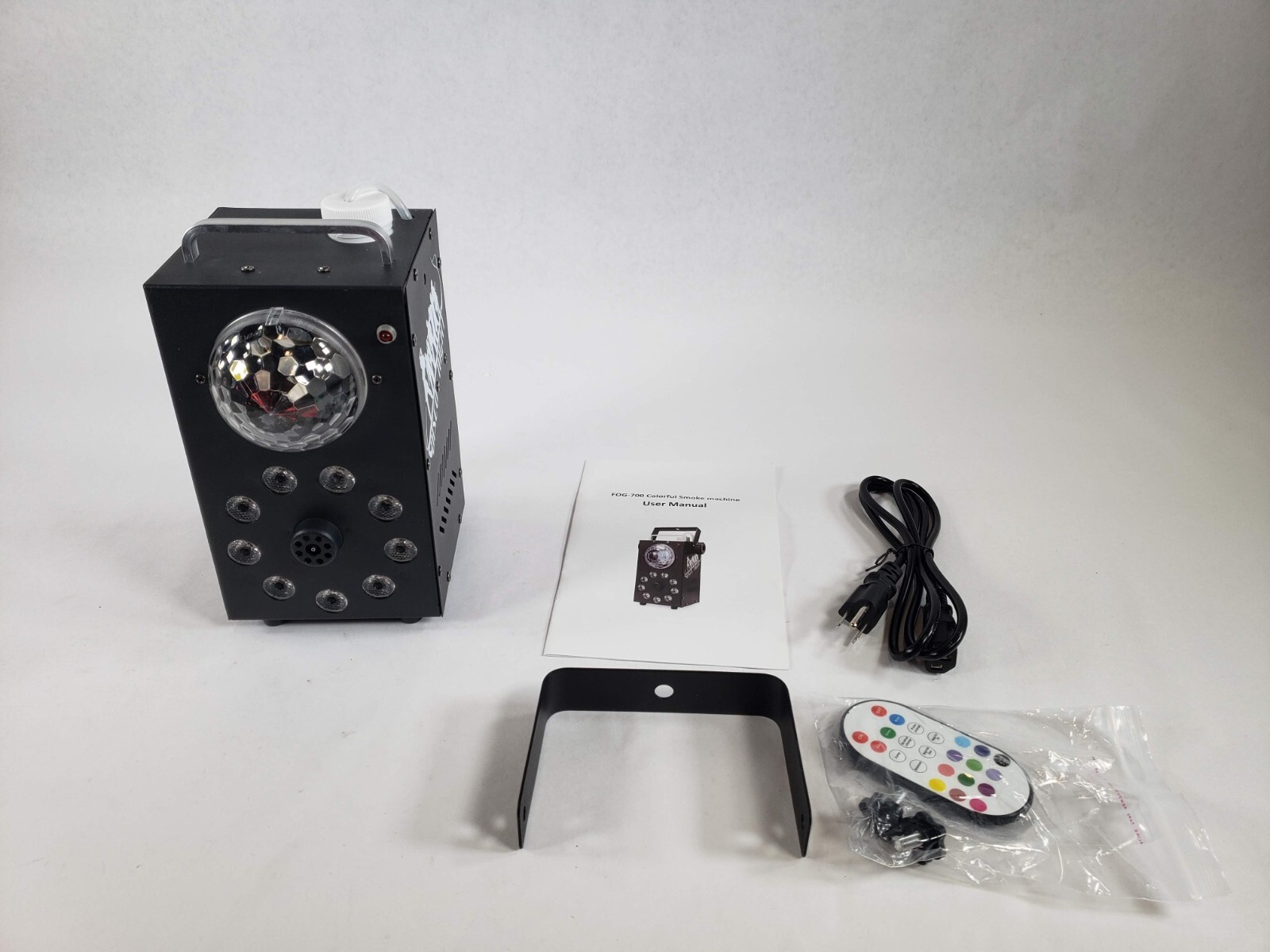 Fog Machine 700W Smoke Machine 3500 CFM Fog 9 LED Colorful Lights & Disco Ball