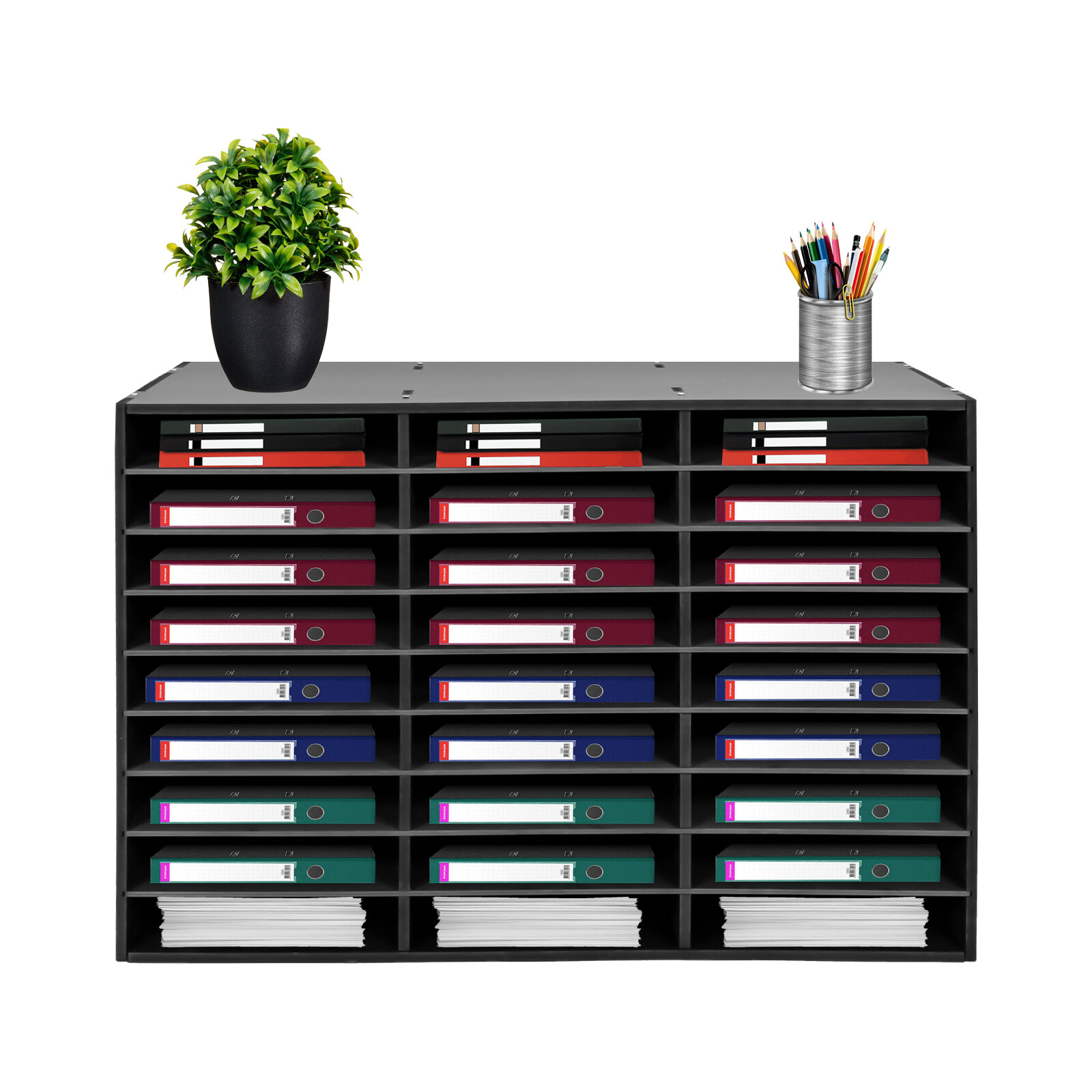 Modern 27 Slots File Storage Cabinet Literature Organizer Black 80*30.5*55.1cm