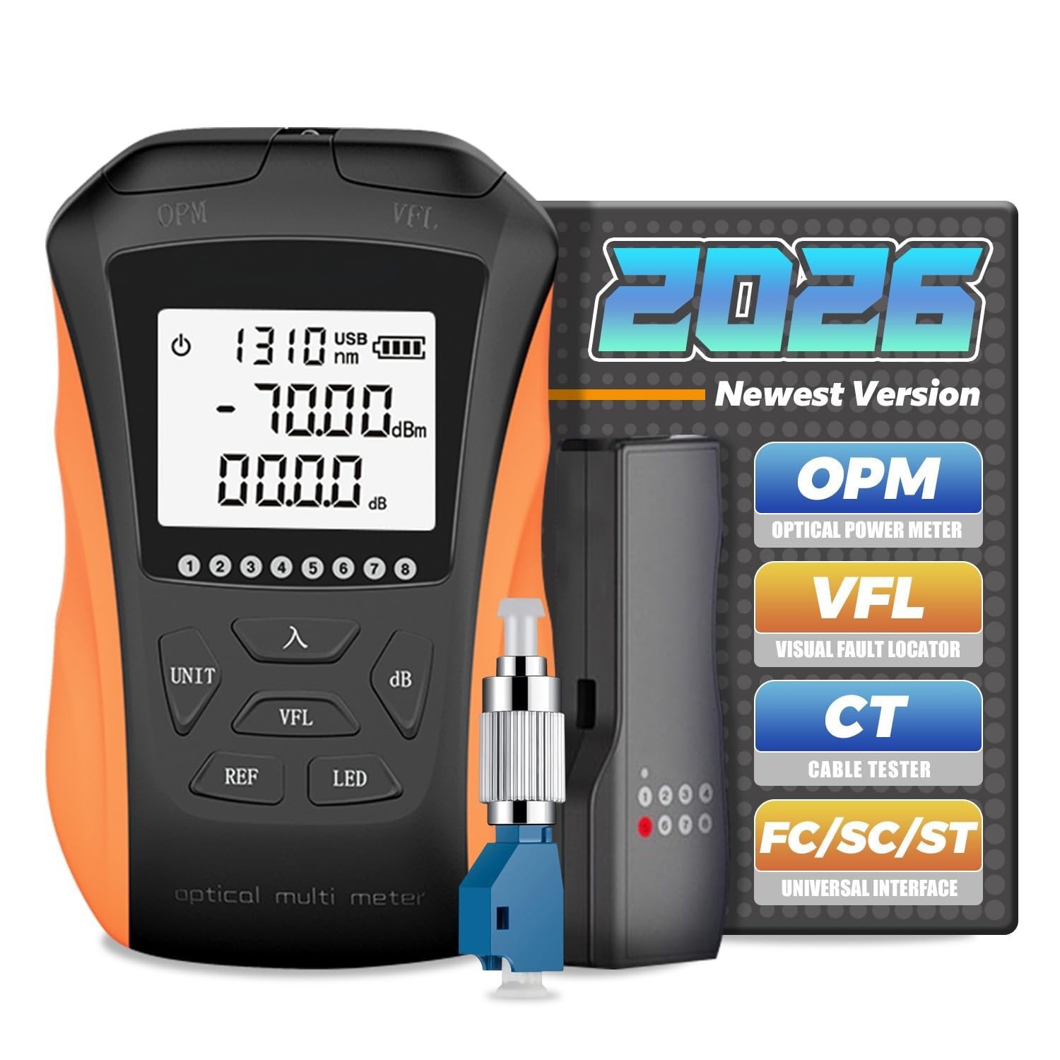 Optical Power Meter with Visual Fault Locator, Fiber Light Meter with Cable T...