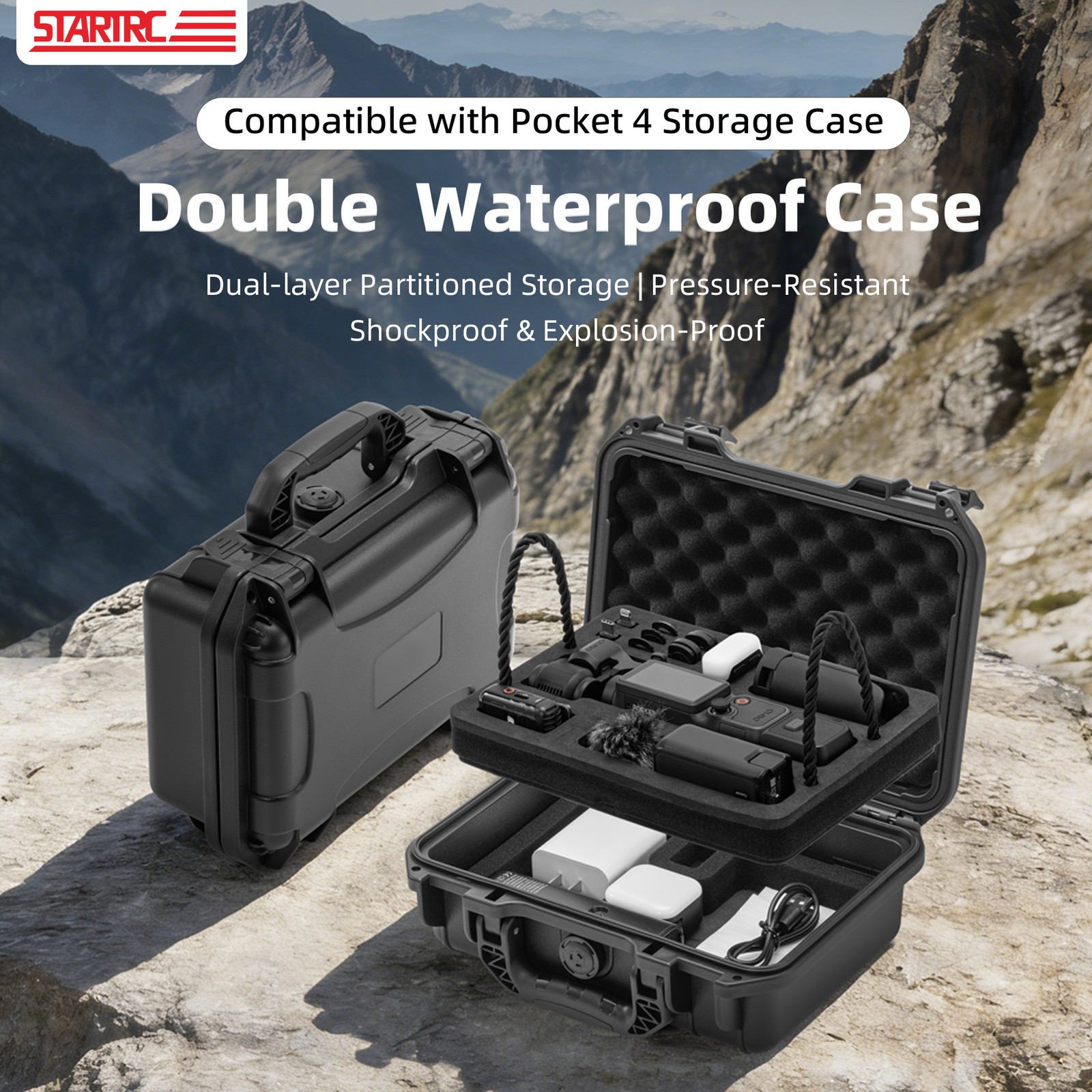 IP67 Waterproof Hard Case for DJI Osmo Pocket 4 Creator Combo Battery Handle Bag