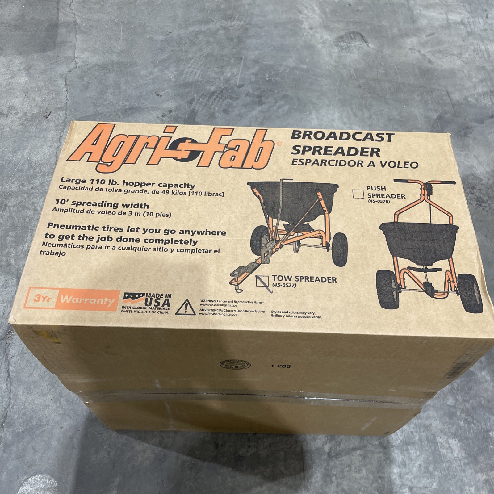 Agri-Fab 45-0527 110 Lbs Cap Broadcast Tow Behind Spreader For Fertilizer, 10