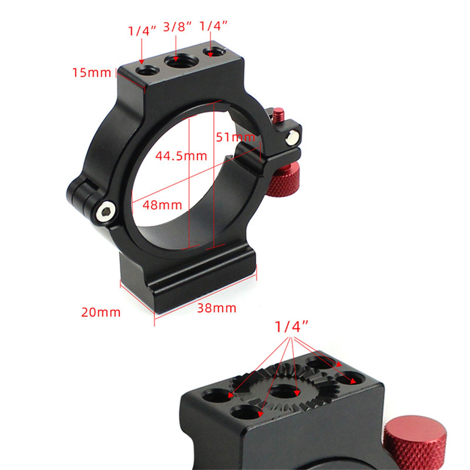 1/4 Screw Hole Expansion Ring Microphone LED Video Light Mounting Clip Adapter