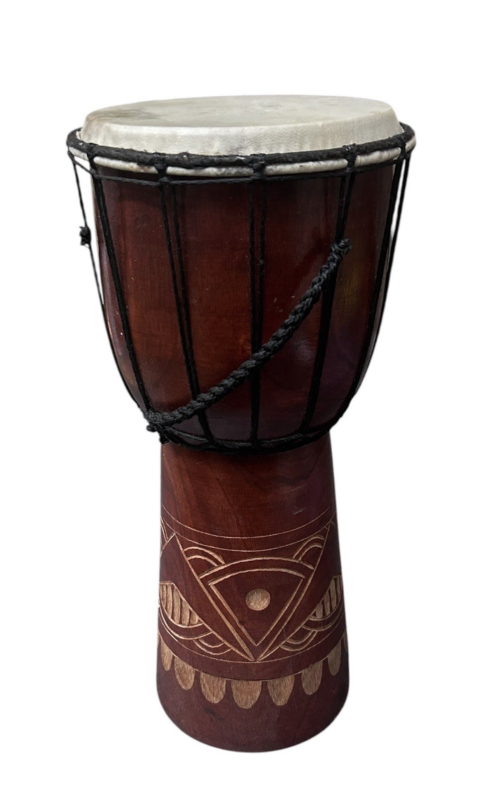 Hand Carved Wood Djembe Drum Rope Tuned Natural Skin Head African Tribal Instrum
