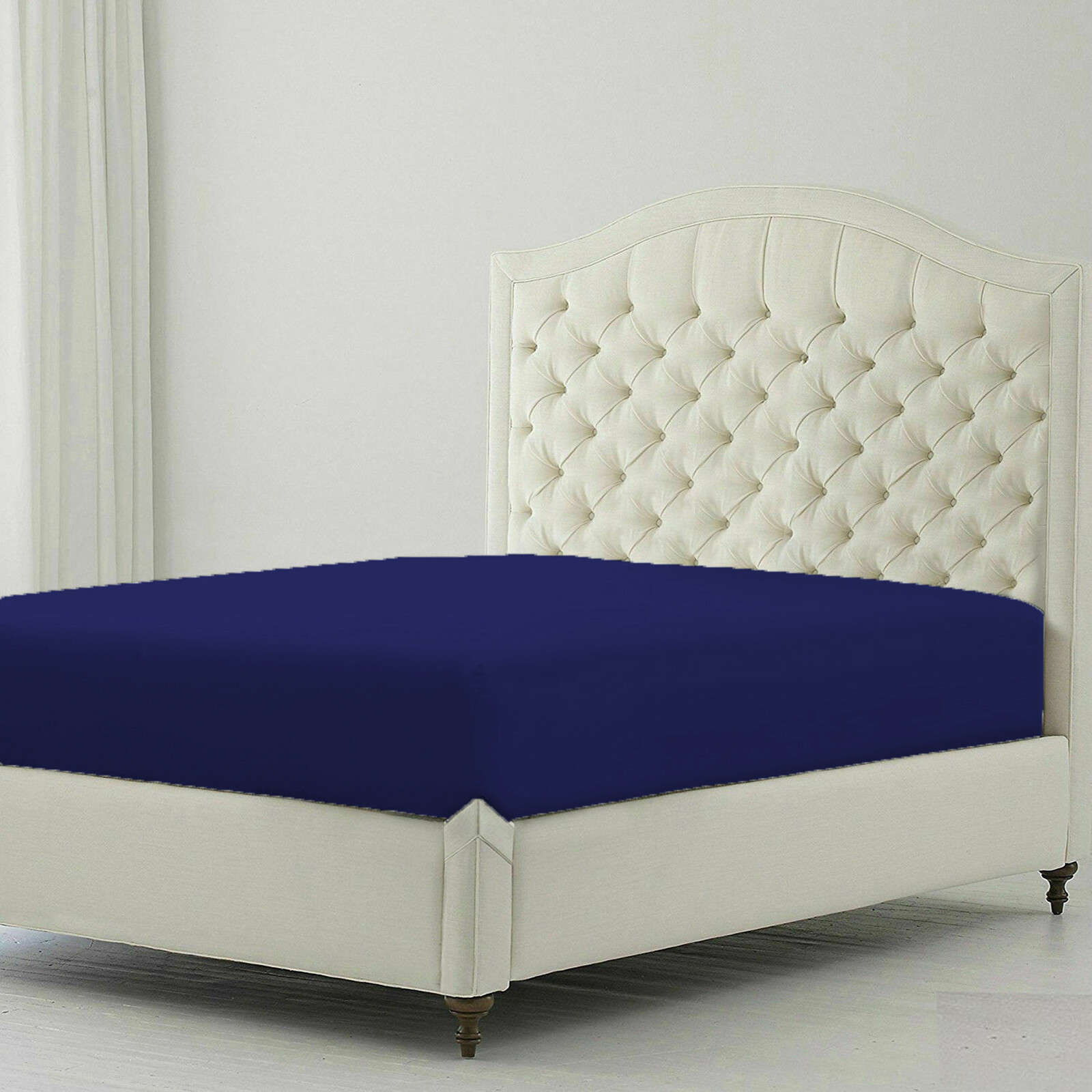 Extra Deep Pocket 6 PCs Sheet Set 1200 Count 100% Cotton Navy Blue Solid