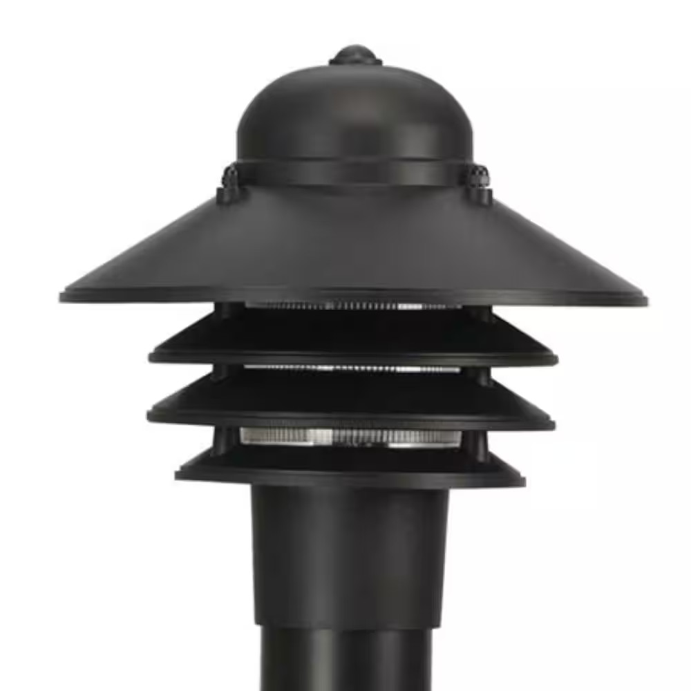 Nautical 1-Light Black Hardwired Weather Resistant Plastic Outdoor Post Light wi