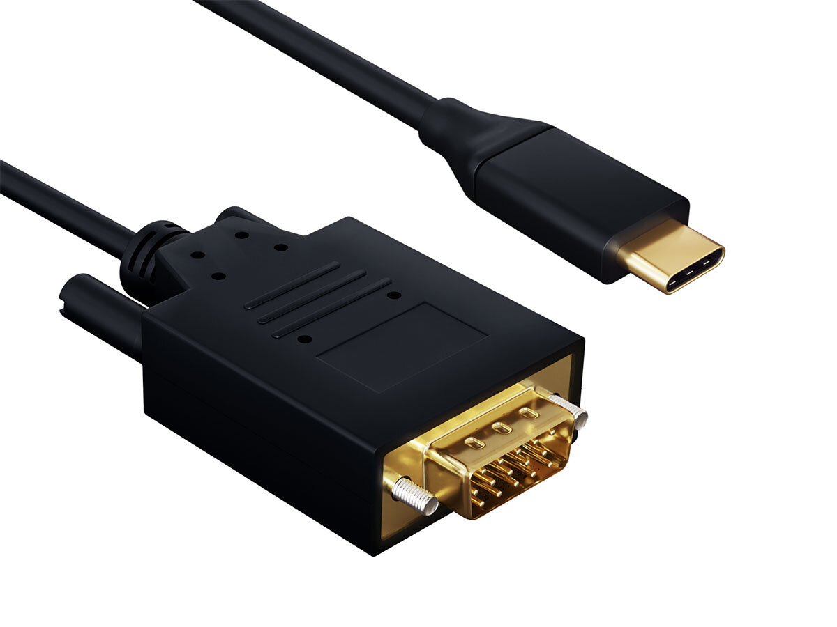 6ft USB 3.1 Type C to VGA Cable, 1920x1200@60Hz, Male to Male, Black