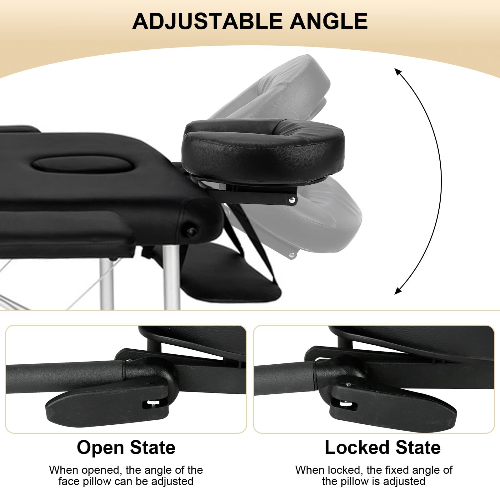 Adjustable Massage Table Face Cradle with Pillow Cushion Massage Table Bed Ch...