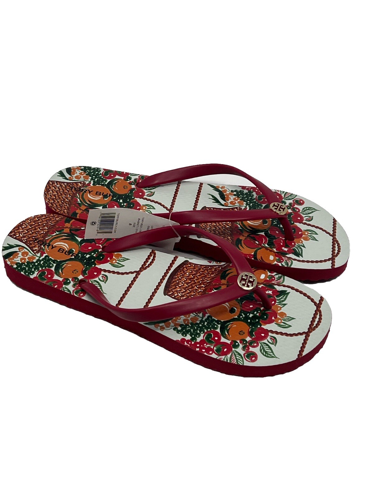 Tory Burch flip-flops red basket fruit 8