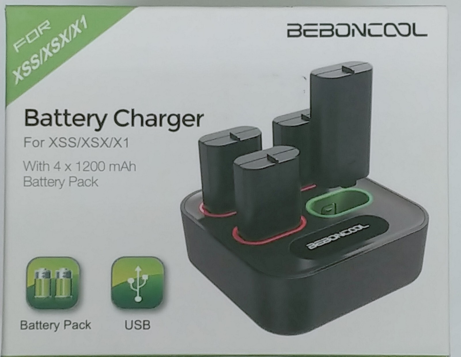 BEBONCOOL Battery Charger &  4 x 1200 mAh Battery Packs XBOX/XSS/XSX/X1 NEW
