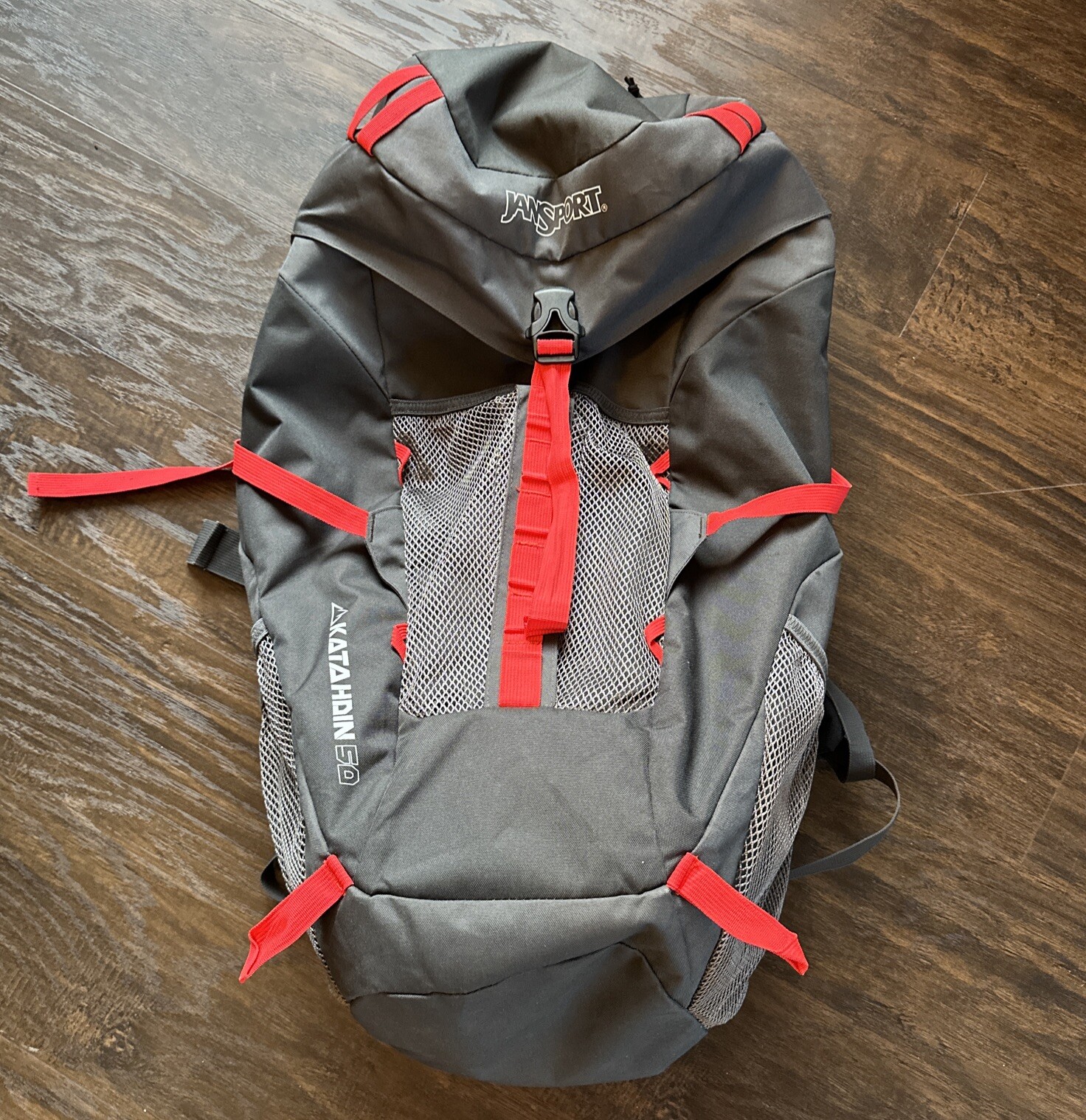 JanSport Hiking Backpack Katahdin 50 Charcoal/Red Outdoors Hiking Camping