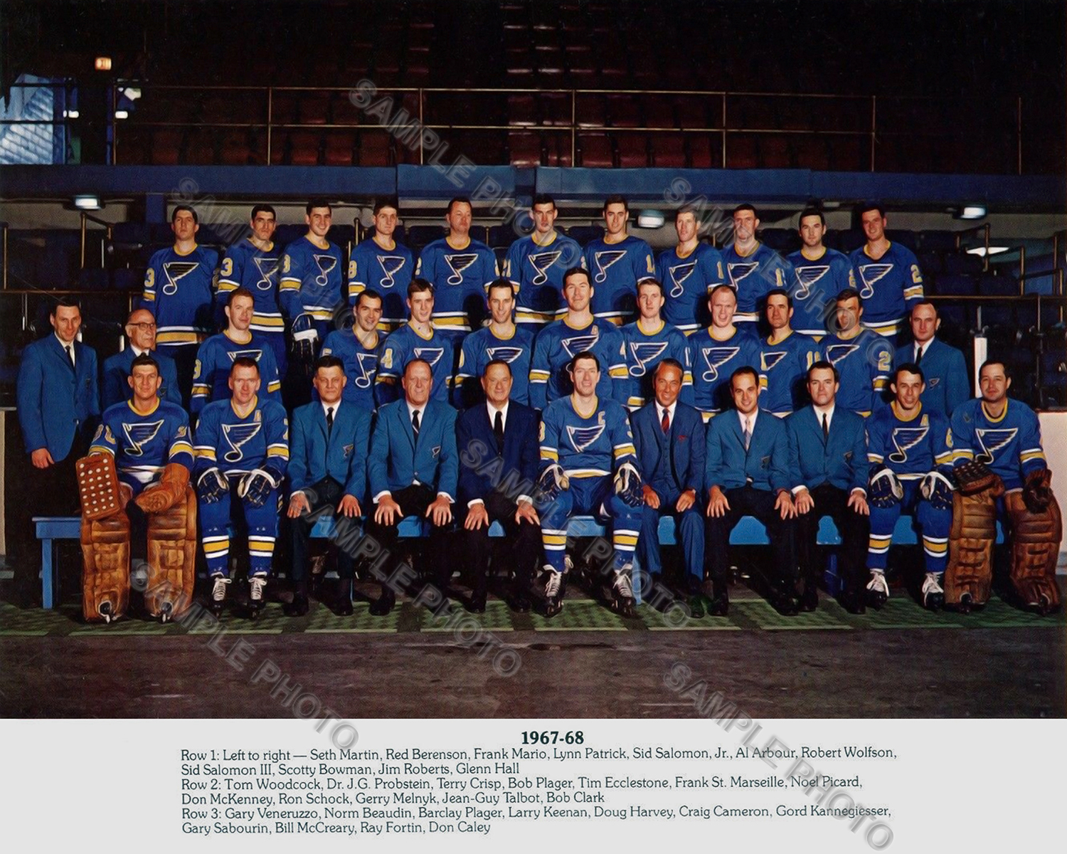 1967-68 ST. LOUIS BLUES INAUGURAL FIRST SEASON 8X10 TEAM PHOTO ARBOUR HALL MOORE