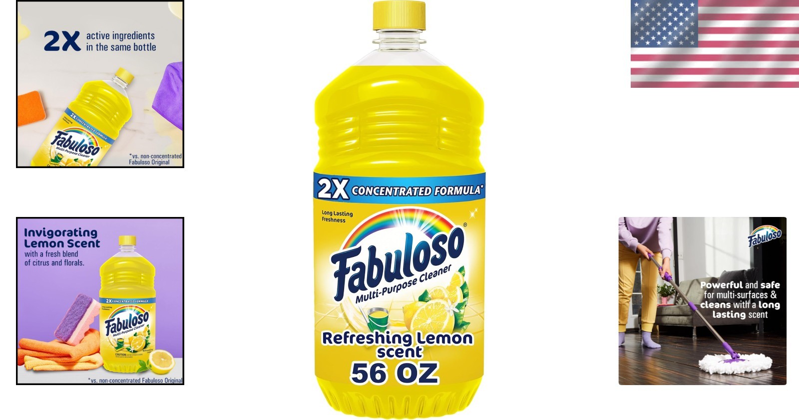 2X Concentrated Lemon Scented Cleaner - Multi-Surface & Bleach-Free, 56 Fl Oz