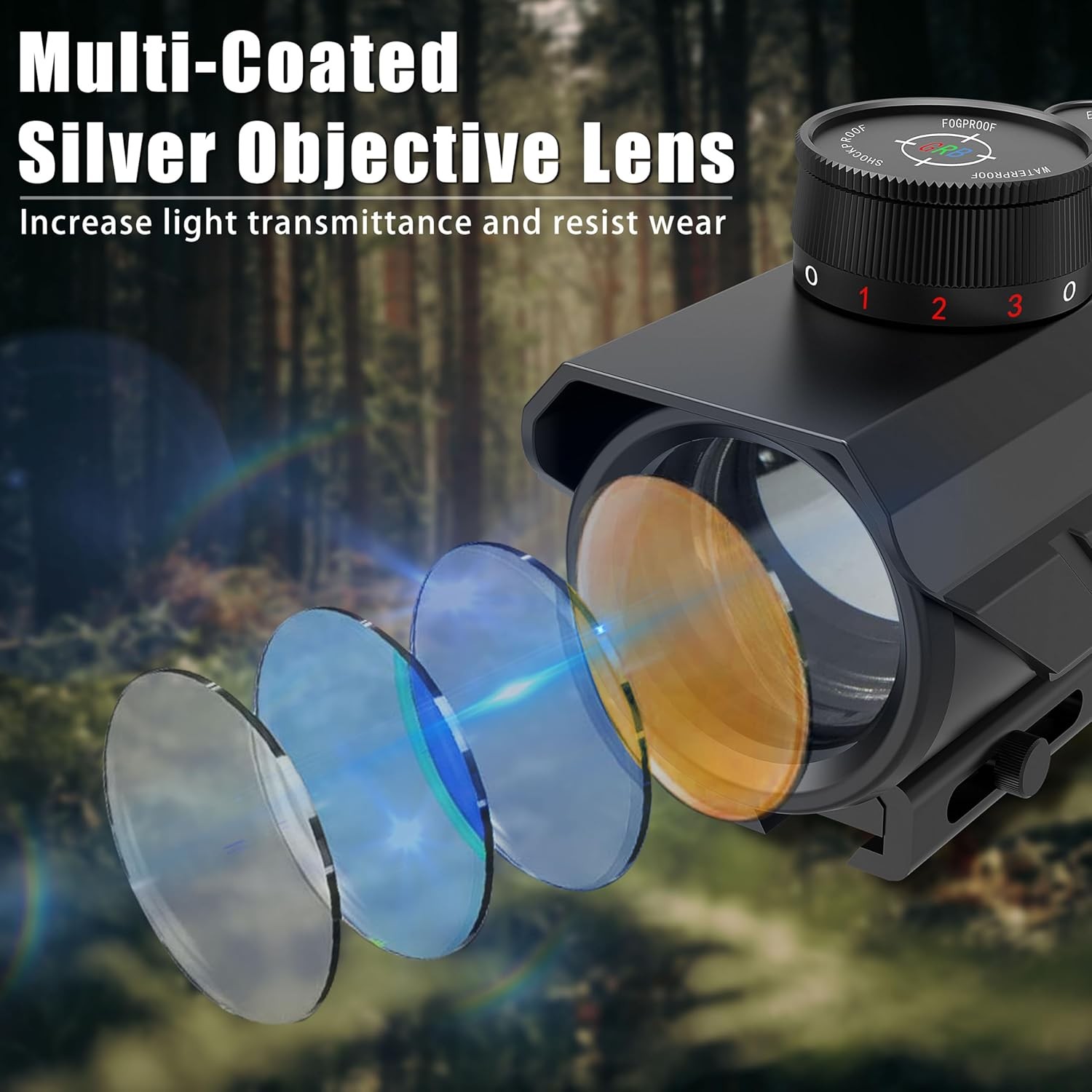 Tactical 1X30Mm Reflex Green/Red/Blue 3 MOA Dot Sight with Dichroic Multi-Layer