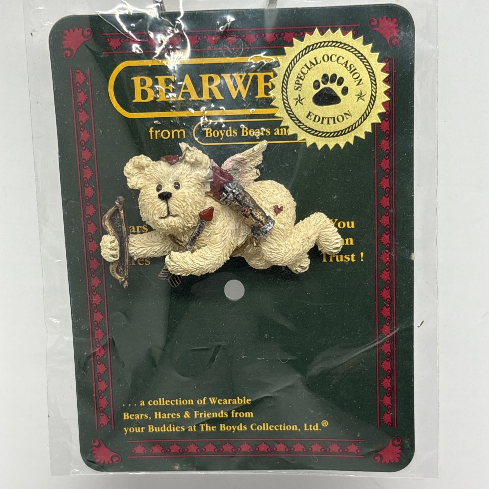 Bearwear Boyds Bears Occasion Brooch Pin #82031 Stupid Cupid Bow - Brand New