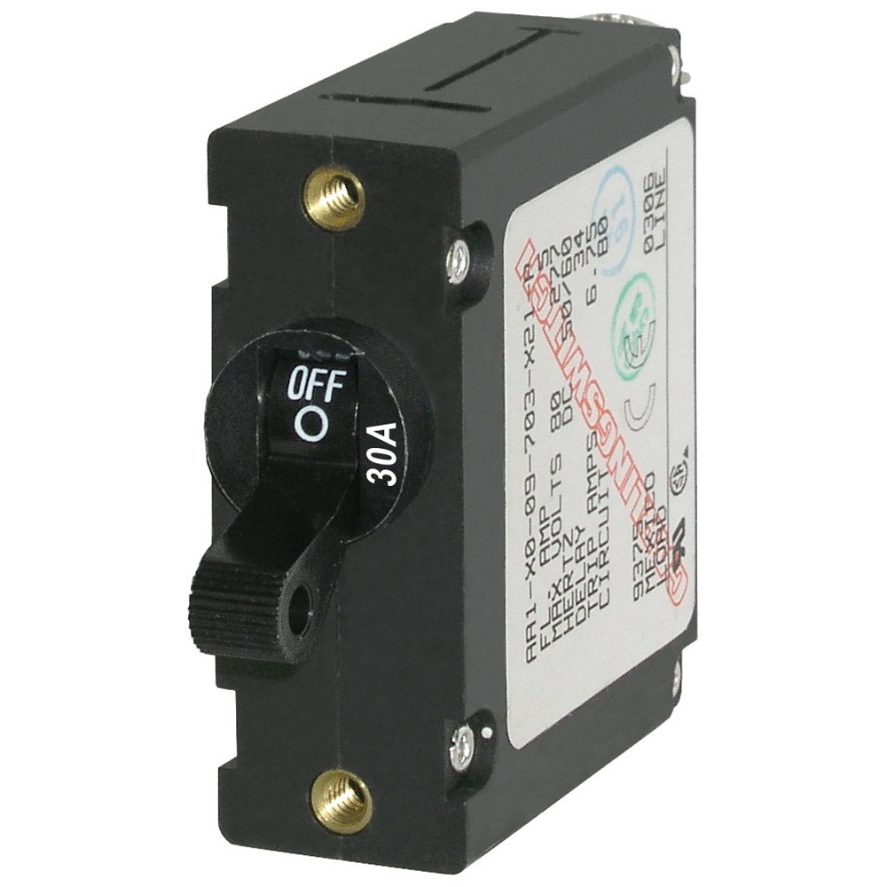 Blue Sea 7220 AC / DC Single Pole Magnetic World Circuit Breaker  -  30 Amp BLUE