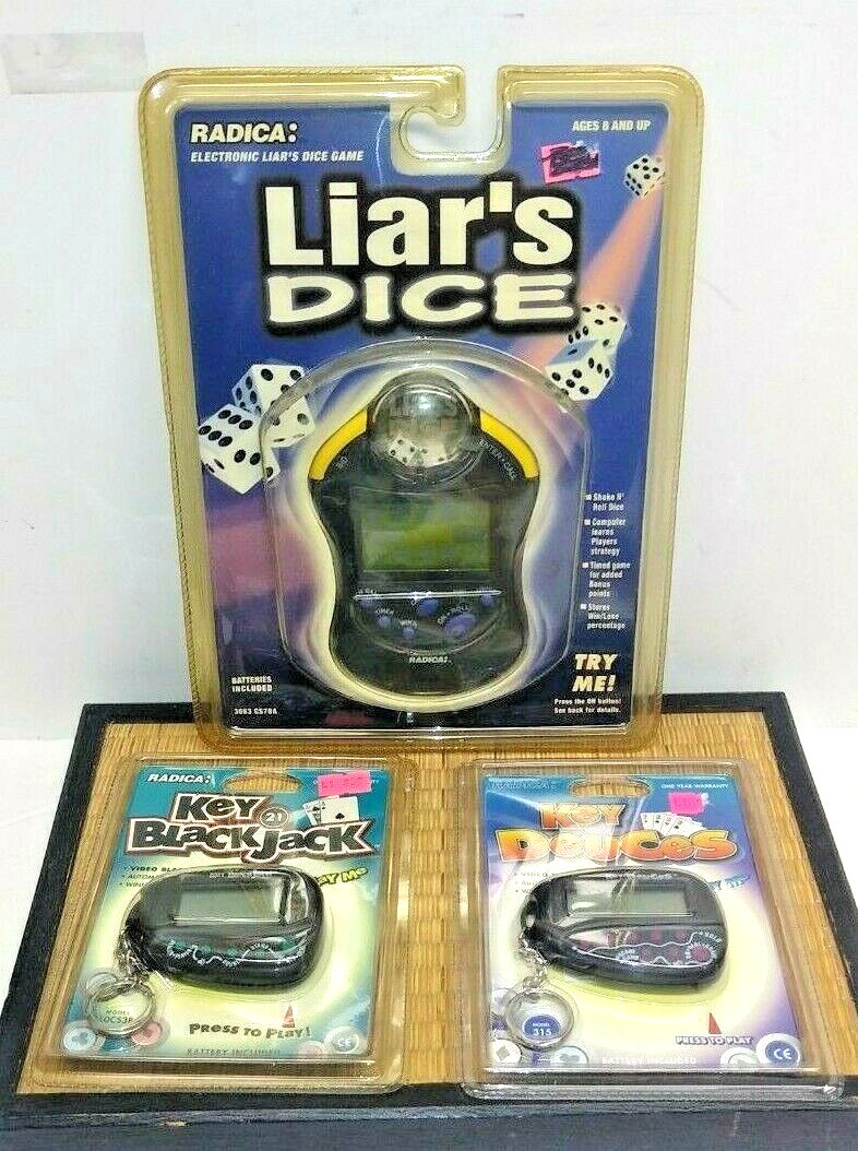 3 RADICA HANDHELD ELECTRONICS LIAR'S DICE KEY DEUCES & BLACKJACK READ DESC. - U