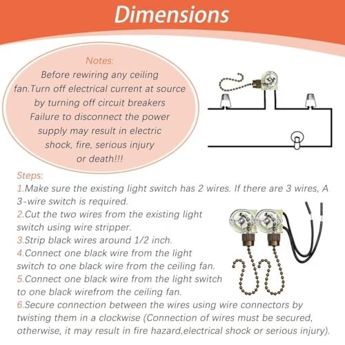 2PCS Zing Ear ZE-109 Ceiling Fan Chain Pull On Off Speed Switch | Practical