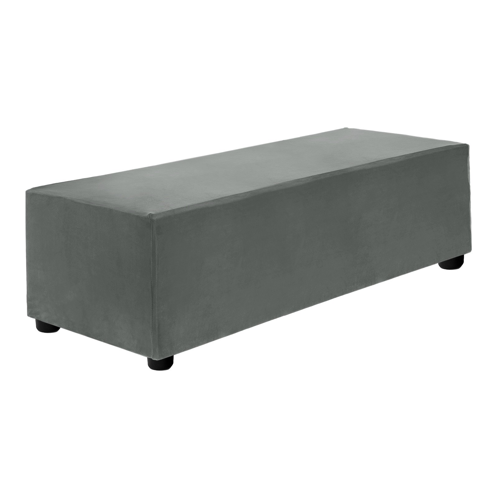 Stretch Foot Stool Cover Rectangular Fit Long 39.76"-50", L-Large, Dark Gray