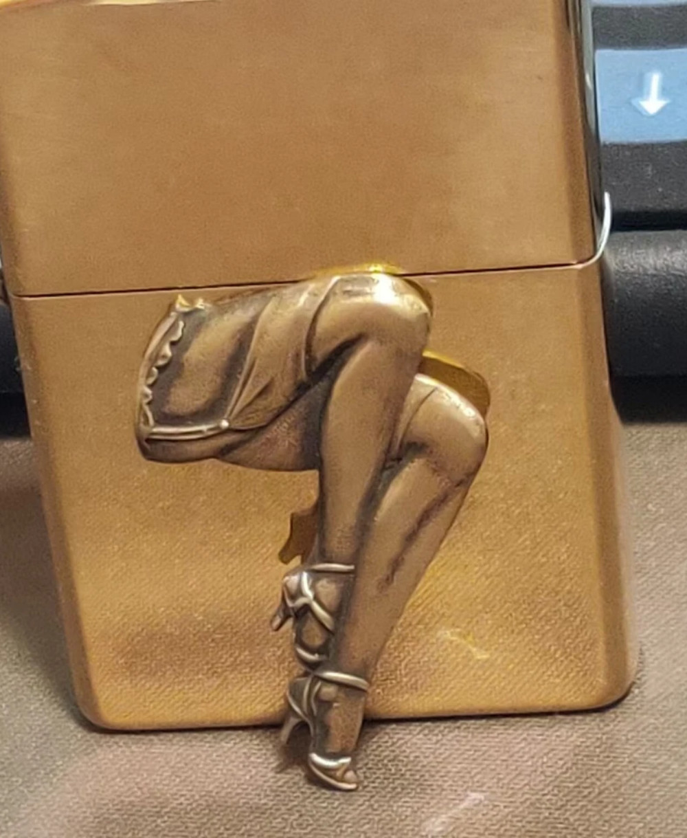 1 piece Brass sexy sitting leg sticker DIY lighter decoration accessories