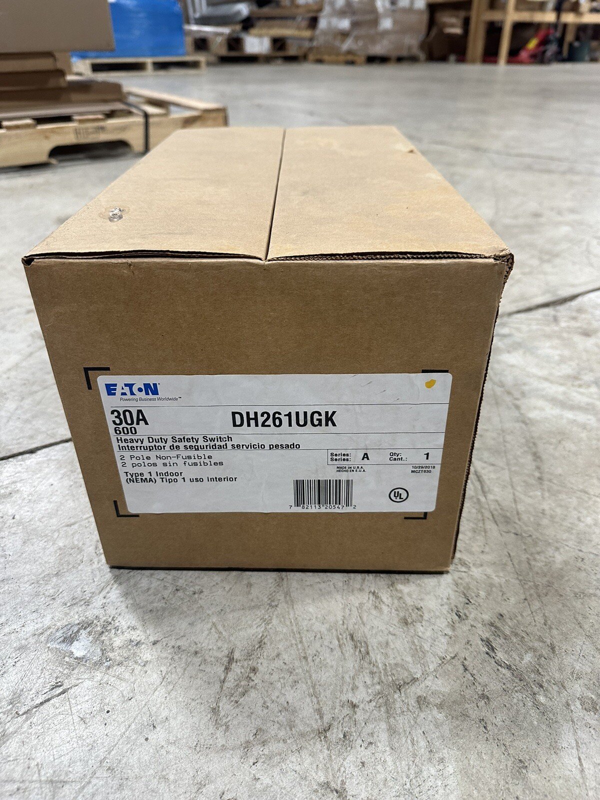 Eaton DH261UGK 30A 600V NEMA 1 2Pole Safety Switch