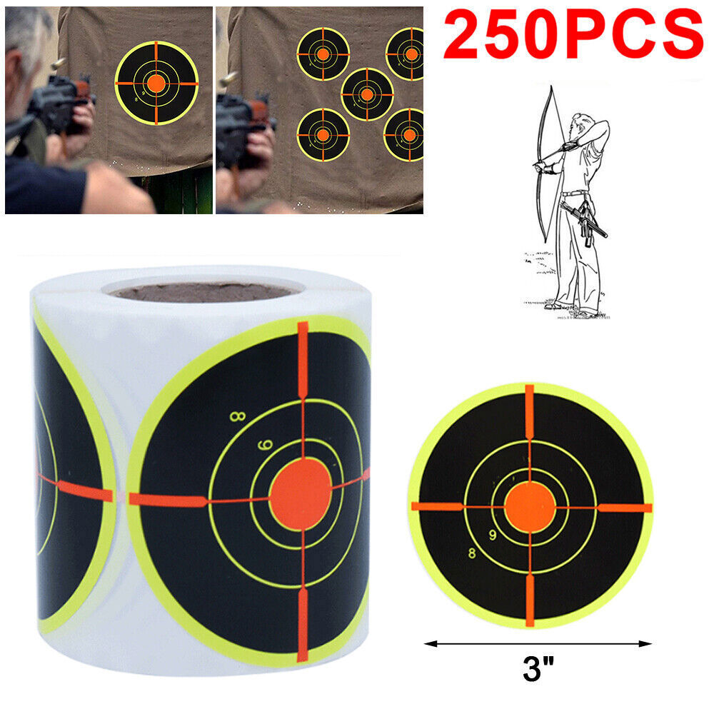 250Pcs 3" Self Adhesive Targets Reactive Splatter Shooting Paper Target Stickers