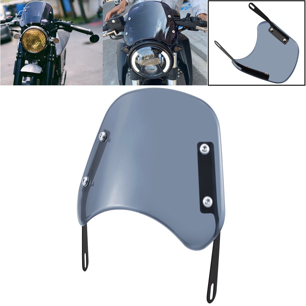 Motorcycle Universal 5"-7" Round Headlight Windshield Windscreen Fit for Yamaha