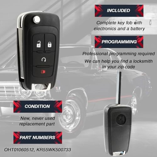 2X Keyless Entry Remote Start Car Flip Key Fob Control 4-Button Two
