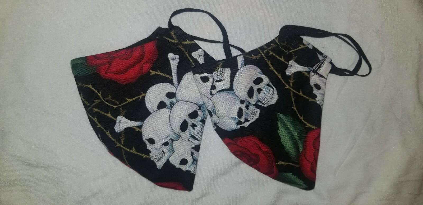 2 Pack Red Roses and Skull Handmade Face Masks