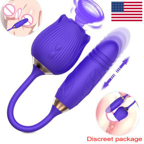 Rose Vibrador Punto G Consolador Telescópico Empuje Juguetes Sexuales 成人-
