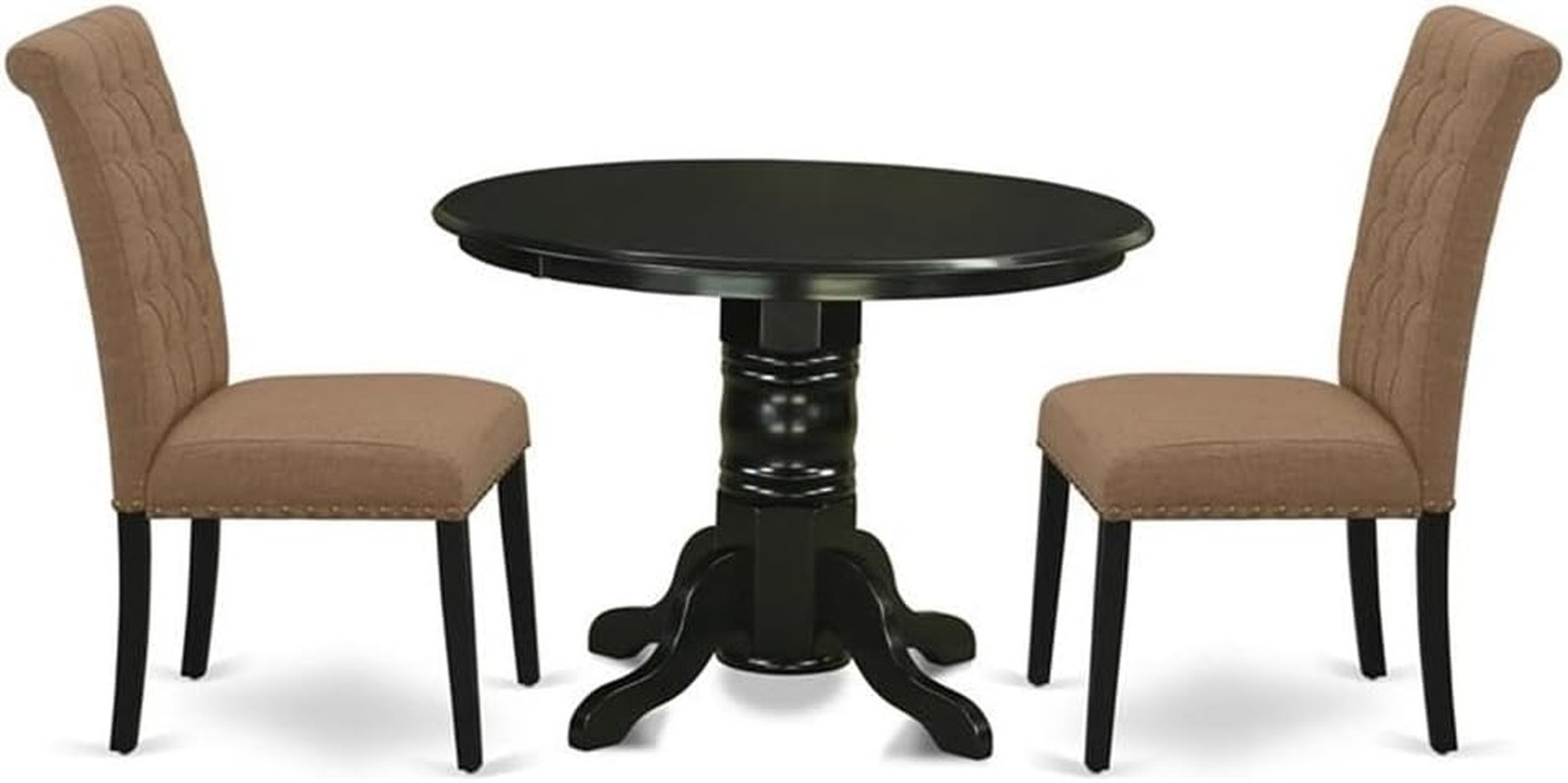 SHBR3-BLK-17 3 Piece Dining Table Set Contains a round Dining Room Table with Pe