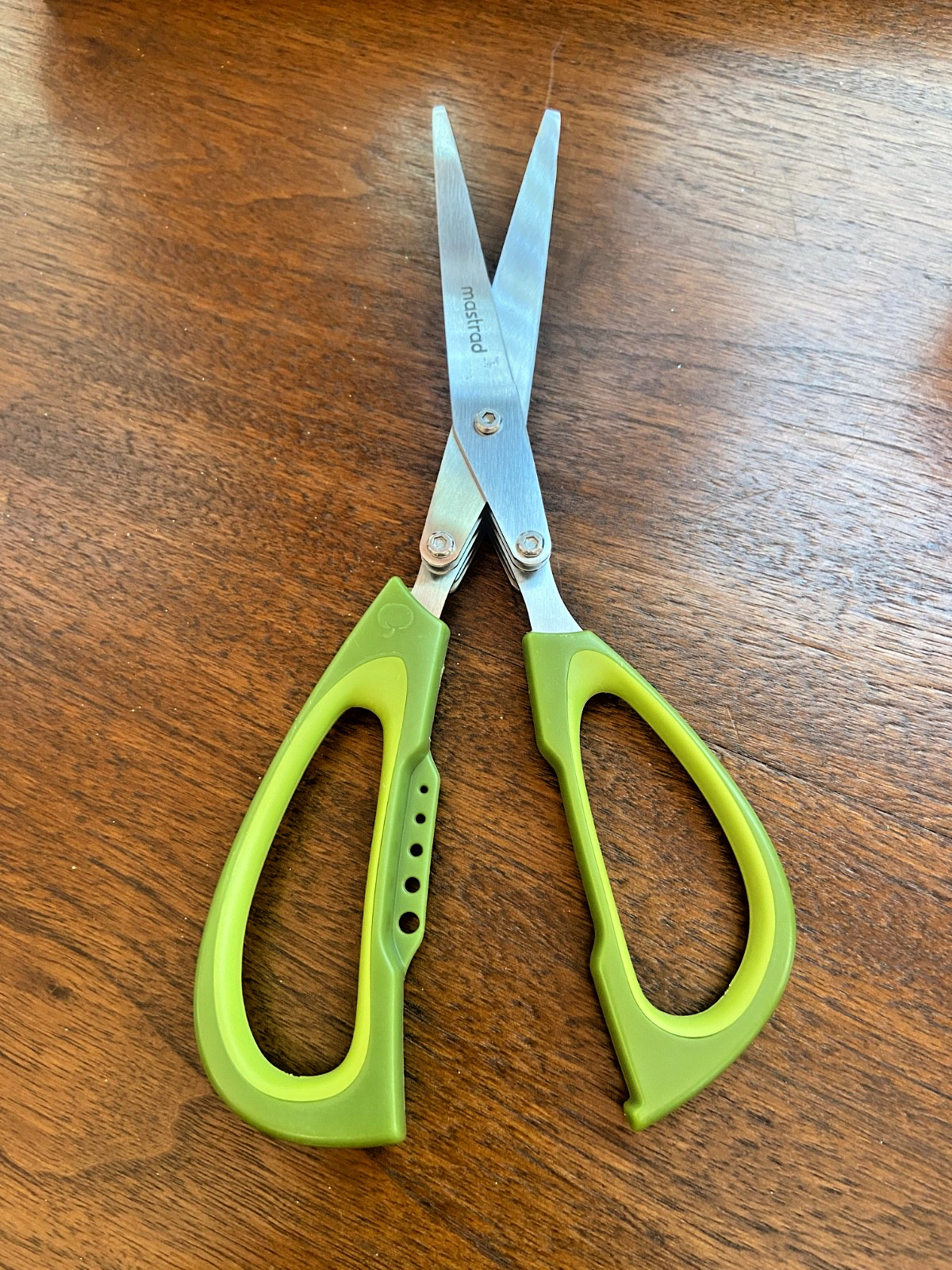 Mastrad 5-Blade Stainless Steel Herb Shears / Scissors Green Soft-Grip Stripper