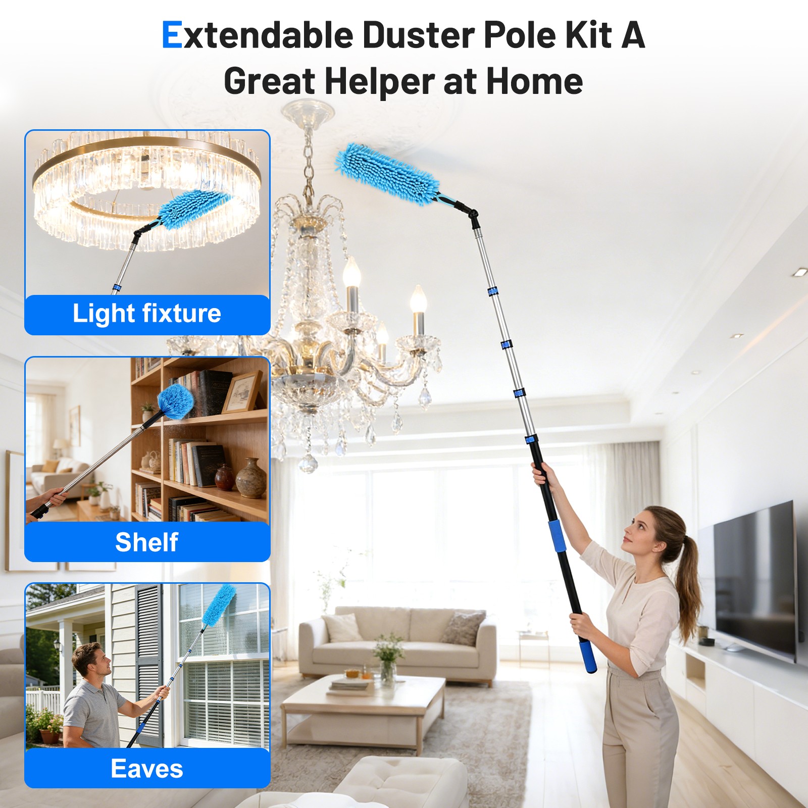 20ft High Reach Duster Kits, High Ceiling Duster for Cleaning High Roof
