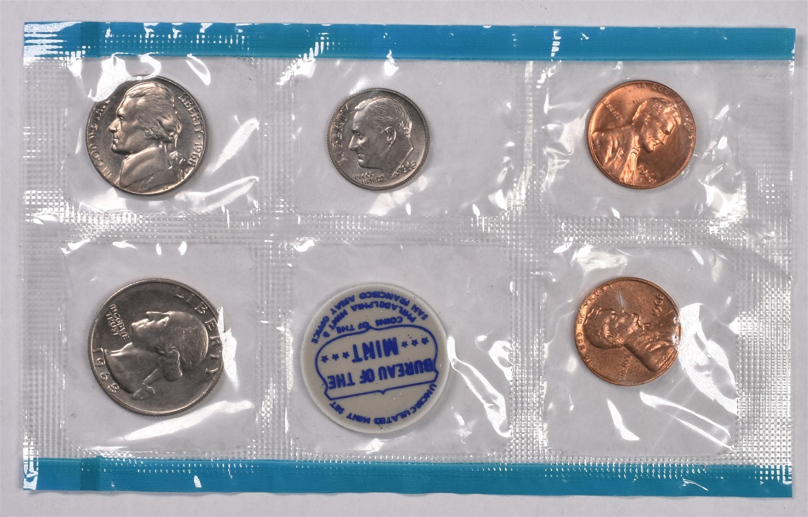 1968-P U.S. Mint 5 Coin Uncirculated Set - Partial Set No Envelope