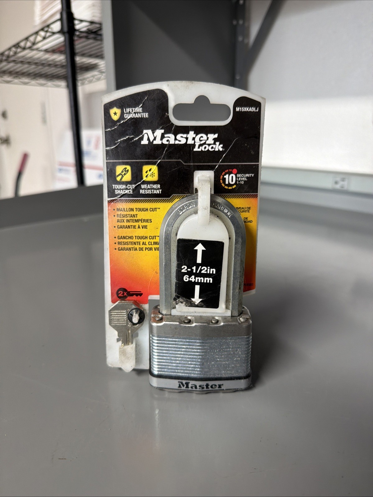 Master Lock Stainless Steel Keyed Padlock 2 1/2 in Shackle 2 Keys M5XKADLJ