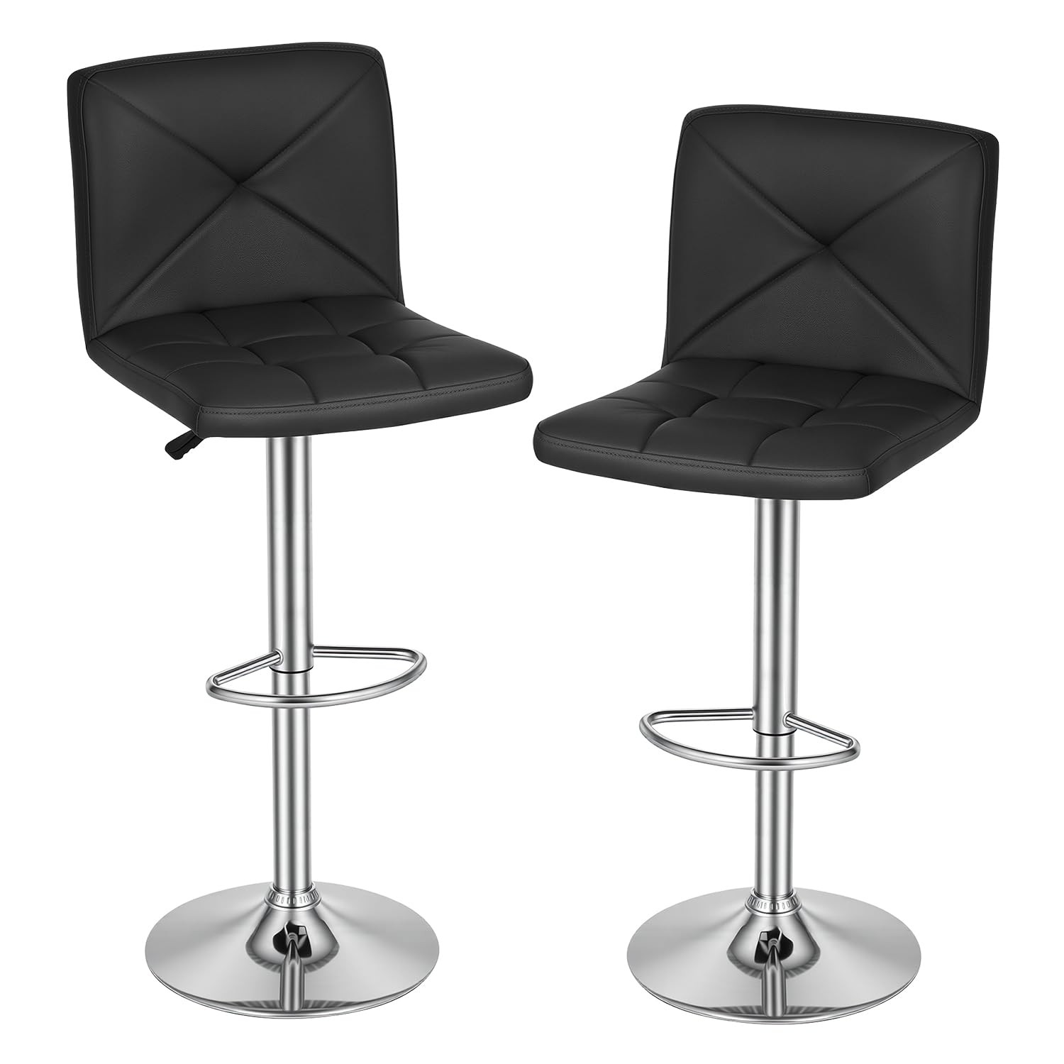 BestOffice Bar Stools Set of 2 Counter Height Swivel Stool PU Leather Modern Hei