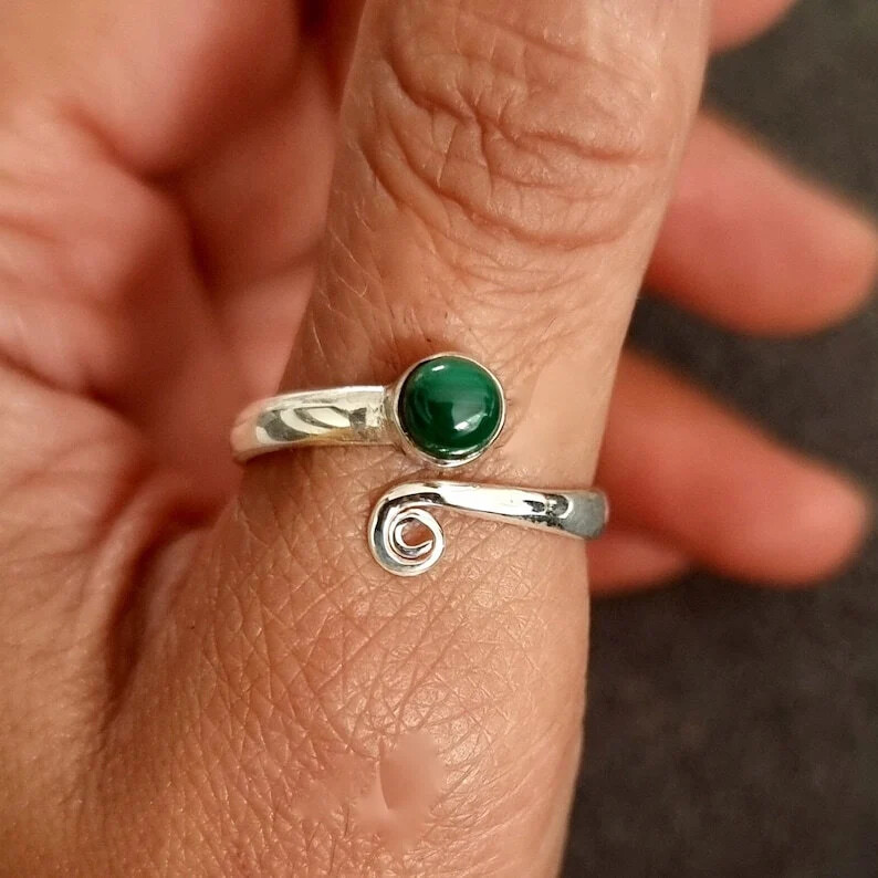 Malachite Ring 925 Sterling Silver Band &Statement Ring Handmade Ring All Size