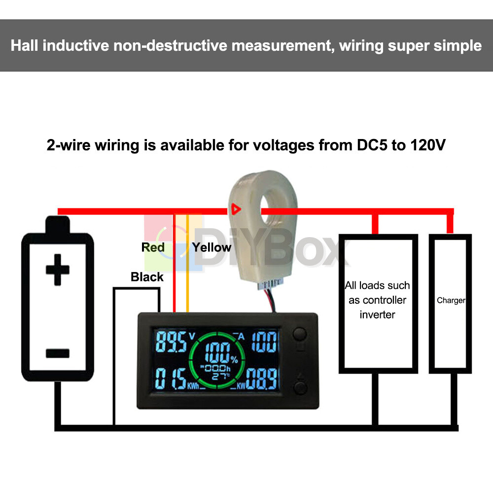 DC0-300V 50A/100A/200A/400A Bluetooth Voltage Current Power Energy Coulomb Meter