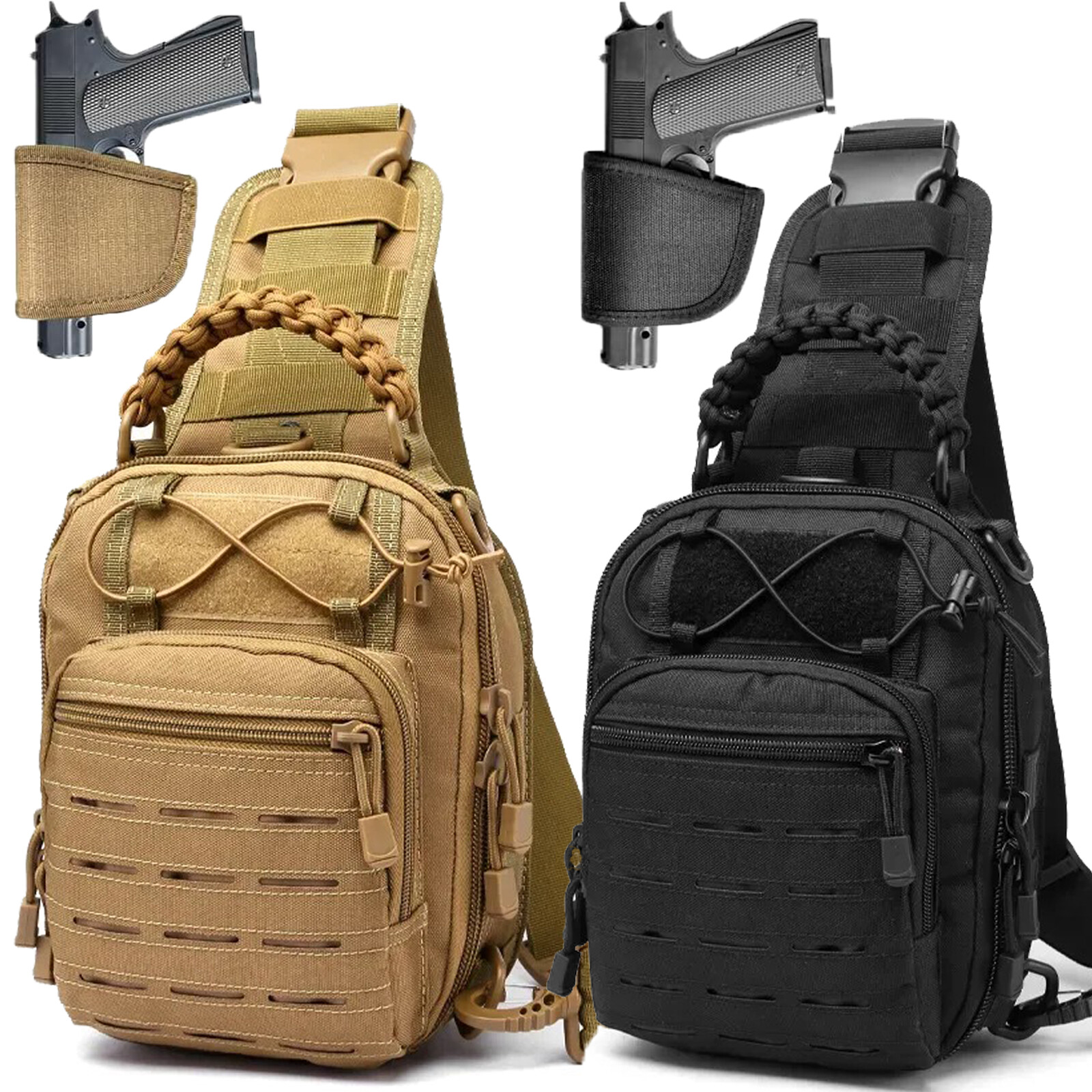 NEW Men's Chest Bag Tactical Shoulder Crossbody Backpack Gun Holster for Hunting